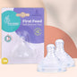 First Feed Soft Silicone Teat for Glass Bottles, PP Bottles, and SS Bottles Pack of 2