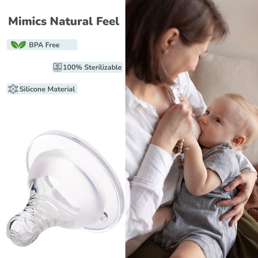 First Feed Soft Silicone Teat for Glass Bottles, PP Bottles, and SS Bottles Pack of 2