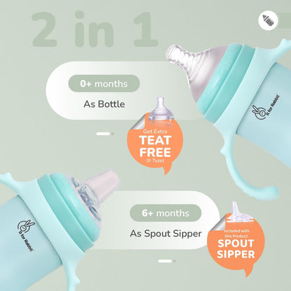 Steebo Fusion Spout Cup Stainless Steel Bottle For Kids, 270ml Leak Proof - Lake Blue