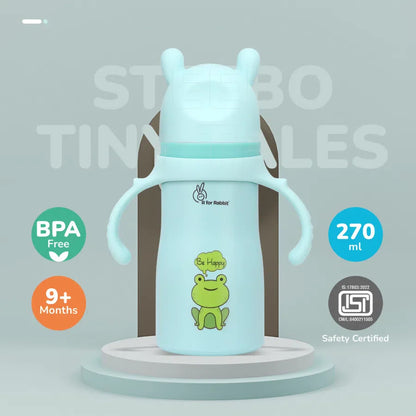 Steebo Tiny Tales 2 in 1 Spout and Straw Sipper Stainless Steel Bottle For Kids 270ml - Lake Blue