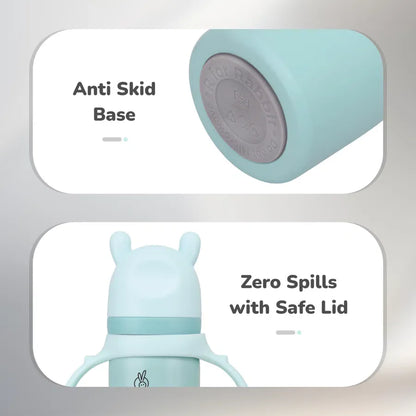 Steebo Tiny Tales 2 in 1 Spout and Straw Sipper Stainless Steel Bottle For Kids 270ml - Lake Blue