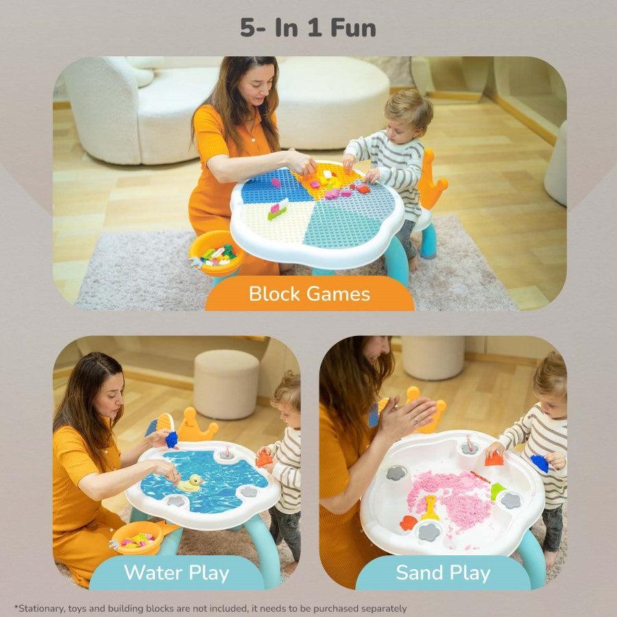 Little Genius Regal Kids Study Table With Chair - Lake Blue Multi