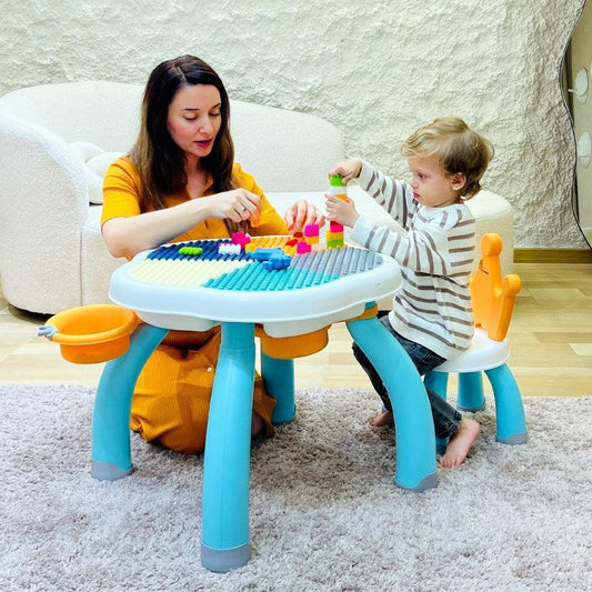 Little Genius Regal Kids Study Table With Chair - Lake Blue Multi