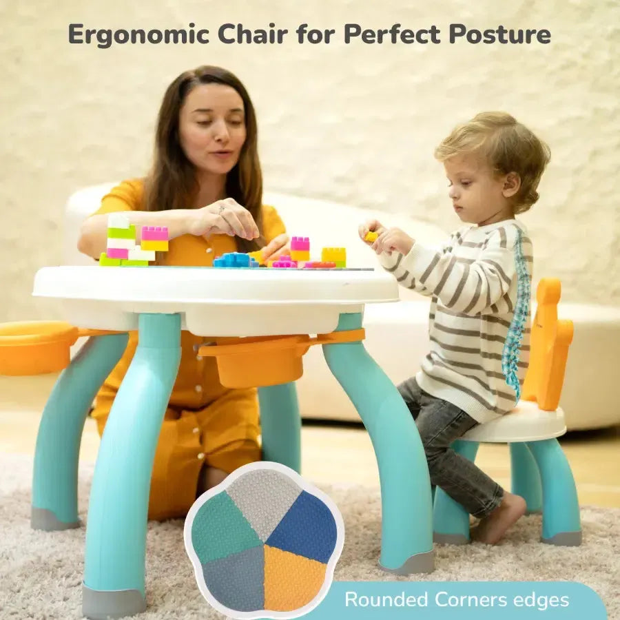 Little Genius Regal Kids Study Table With Chair - Lake Blue Multi