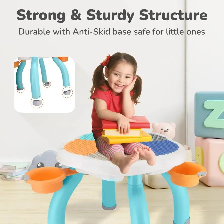 Little Genius Regal Kids Study Table With Chair - Lake Blue Multi