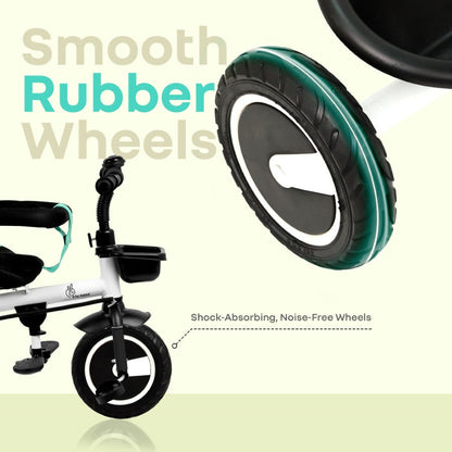 Tiny Toes R40 Plus Baby Tricycle with Canopy, Footrests, Plug-N-Play Wheels & Adjustable Parent Handle (Up to 25 kg) - Lake Blue
