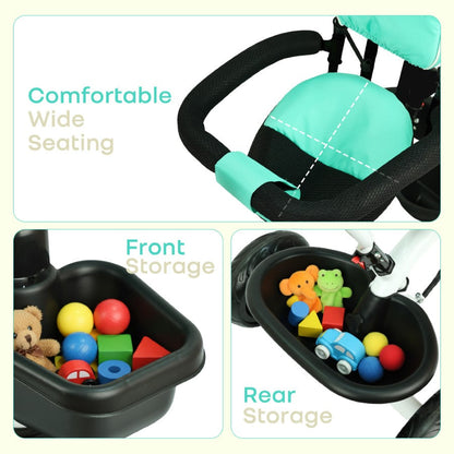 Tiny Toes R40 Plus Baby Tricycle with Canopy, Footrests, Plug-N-Play Wheels & Adjustable Parent Handle (Up to 25 kg) - Lake Blue