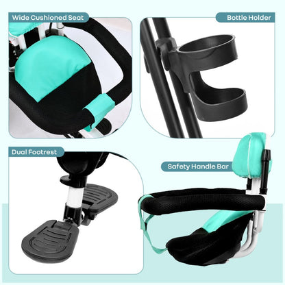 Tiny Toes R40 Ace 360° Rotatable Seat Baby Tricycle with Parent Control Handle, Adjustable Canopy & EVA Wheels (2–5 Years) - Lake Blue