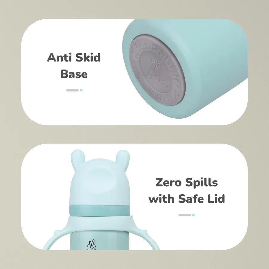 Steebo Fusion Spout Cup Stainless Steel Bottle For Kids, 270ml Leak Proof - Lake Blue