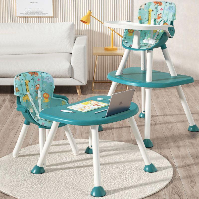 Cherry Berry Safari Baby High Chair, 3 in 1 Convertible High Chair Cum Kids Study Table - Lake Blue