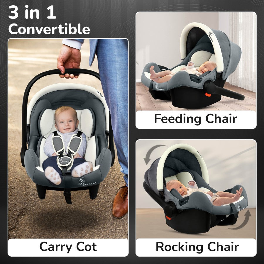 Picaboo Sportz – 3-In-1 Convertible Carry Cot, Rocker & Feeding Chair - Light Grey