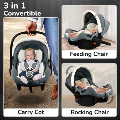 Picaboo Sportz – 3-In-1 Convertible Carry Cot, Rocker & Feeding Chair - Light Grey