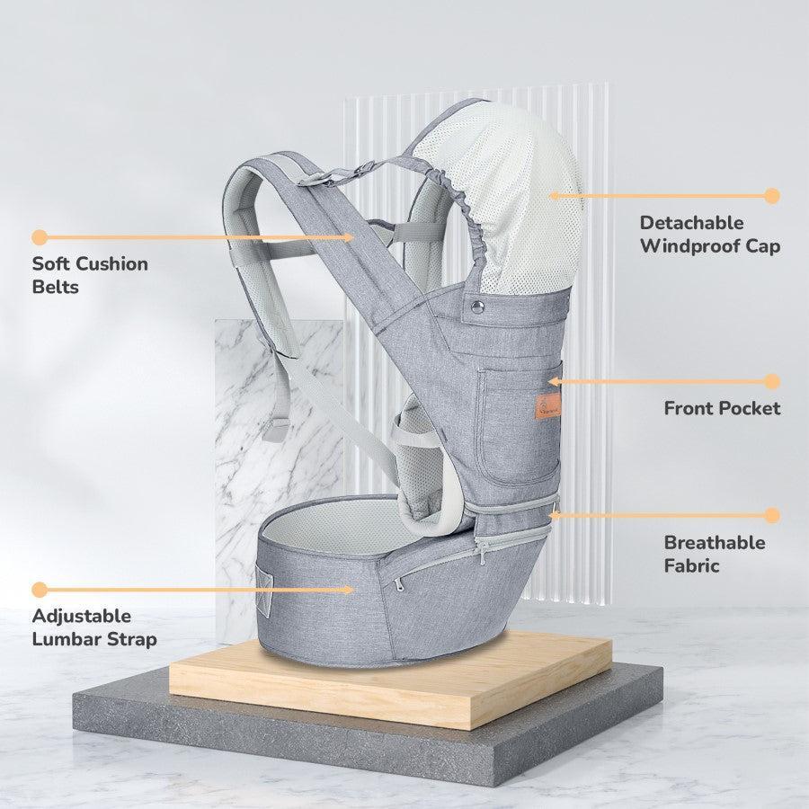 Upsy Daisy Ergo 8-in-1 Hip Seat Baby Carrier - Light Grey