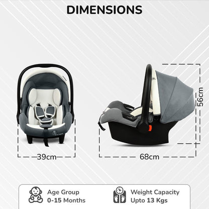 Picaboo Sportz – 3-In-1 Convertible Carry Cot, Rocker & Feeding Chair - Light Grey