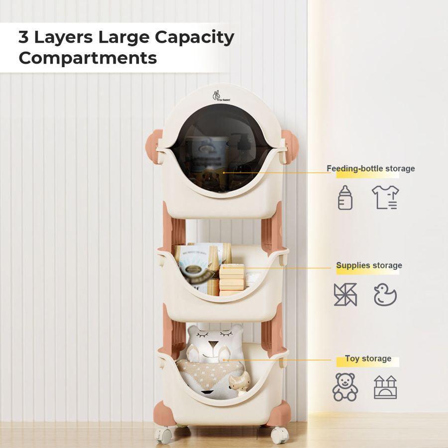 Little Genius Astro Kid's Toys and Stationery Storage Organizer - White Pink