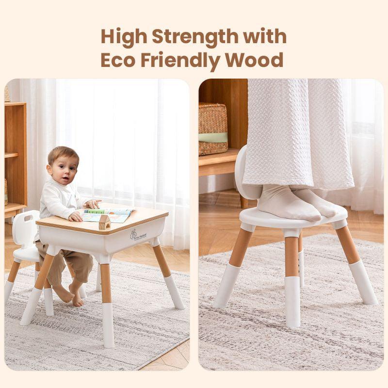 Little Genius Woodland Kids Study Table With Chair - Wood White
