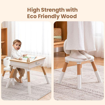 Little Genius Woodland Kids Study Table With Chair - Wood White