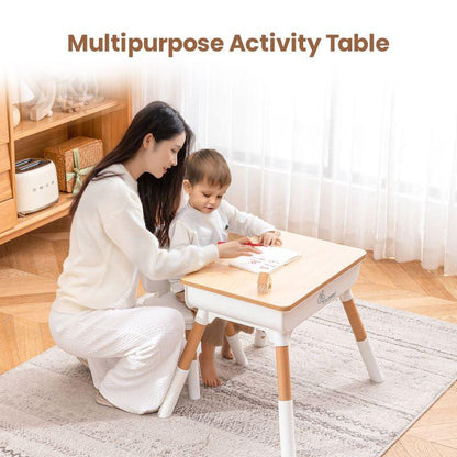 Little Genius Woodland Kids Study Table With Chair - Wood White