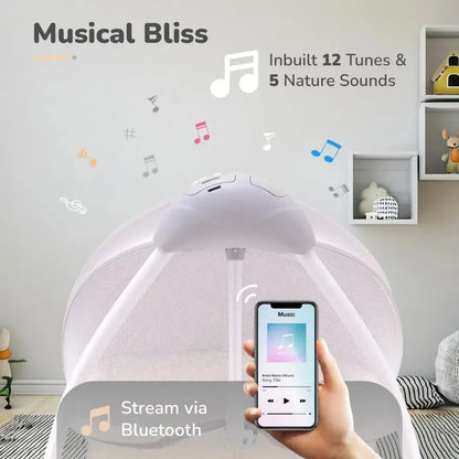 Lullabies Cradle - Auto Swing With Remote Control, 16 In-Built Soothing Music Tunes, Mosquito Net Baby Cradle, 3-Point Safety, Swing Lock - Cream