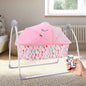 Lullabies Cradle - Auto Swing With Remote Control, 16 In-Built Soothing Music Tunes, Mosquito Net Baby Cradle, 3-Point Safety, Swing Lock - Pink
