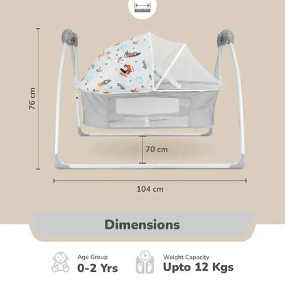 Lullabies Plus Auto Swing Baby Cradle - Grey