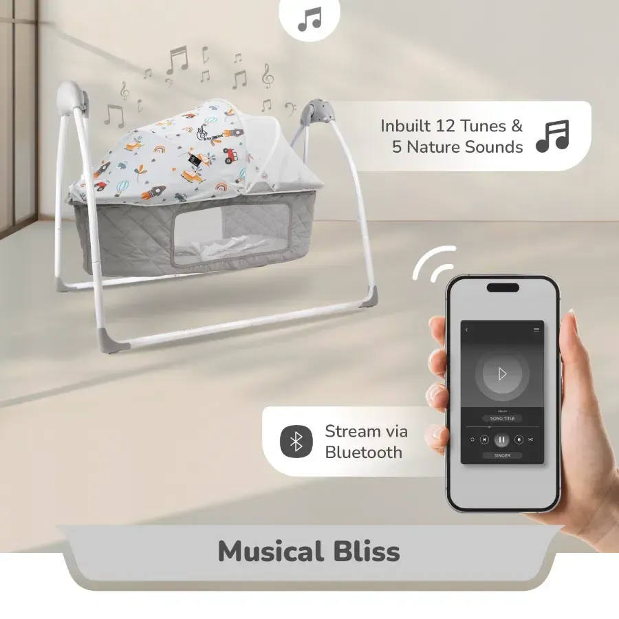 Lullabies Plus Auto Swing Baby Cradle - Grey