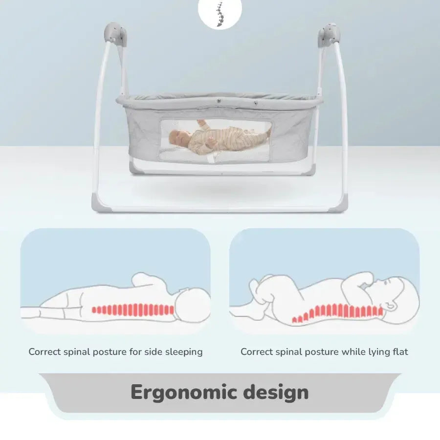 Lullabies Plus Auto Swing Baby Cradle - Grey