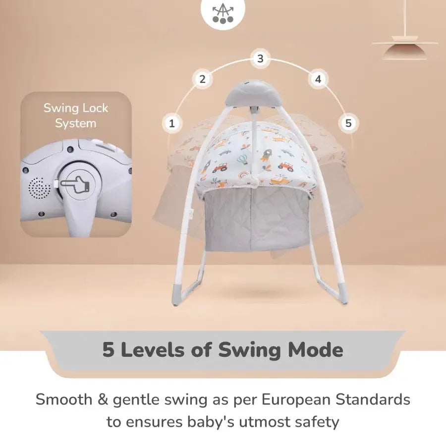 Lullabies Plus Auto Swing Baby Cradle - Grey