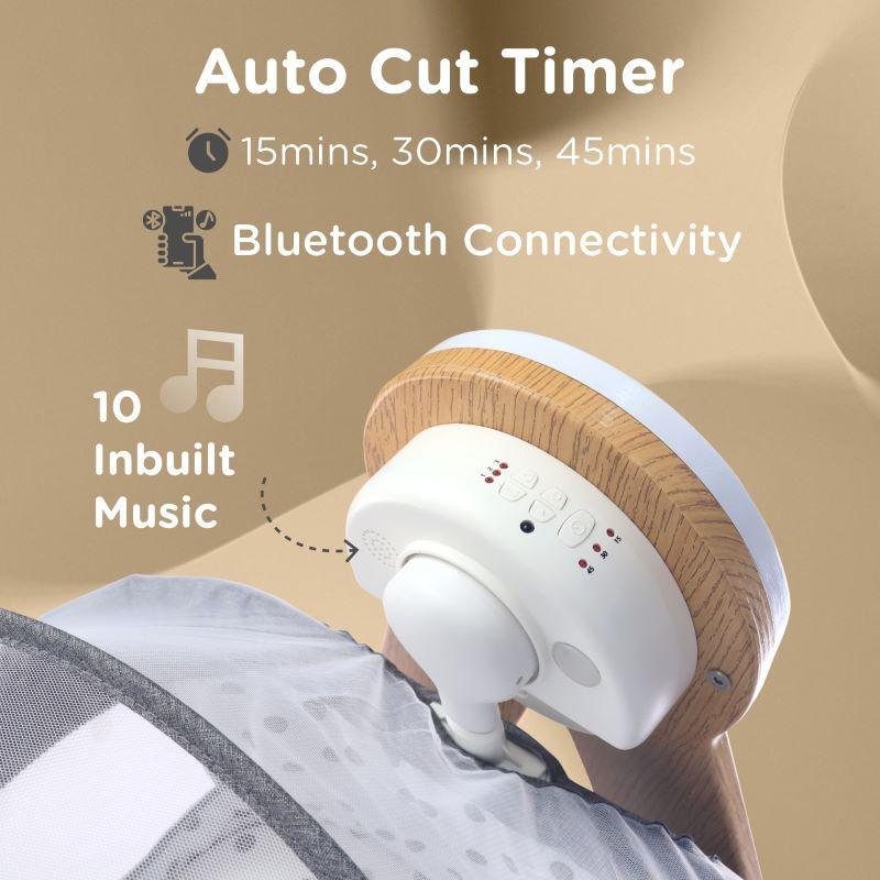 Lullabies Woodsy Electric Cradle For Babies - Grey