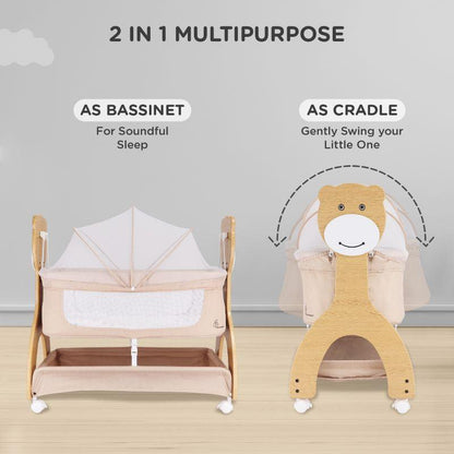 Lullabies Woodsy Manual Baby Cradle - Beige