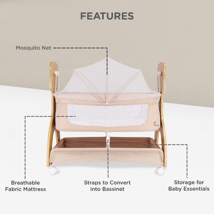 Lullabies Woodsy Manual Baby Cradle - Beige