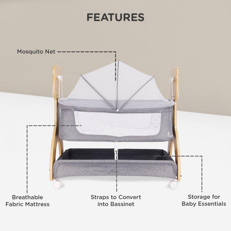 Lullabies Woodsy Manual Baby Cradle - Dark Grey