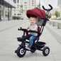 Tiny Toes T40 Plus Tricycle - Rubber Wheels, 360 Rotatable Seat, Adjustable Canopy, Parental Control, Front & Rear Baskets, 1.5-5 years - Maroon Black