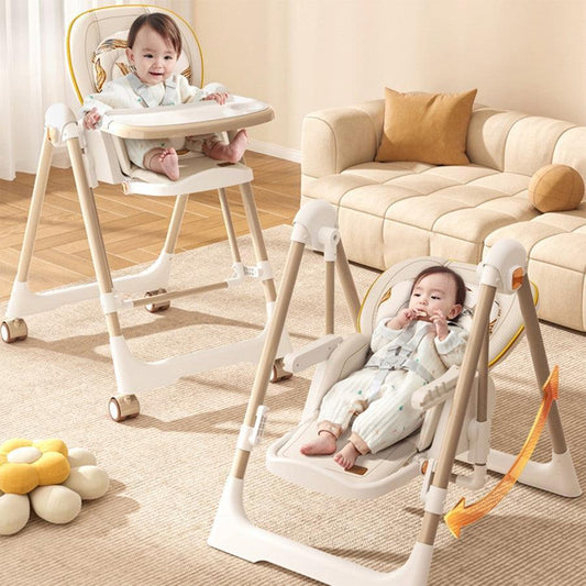 Marshmallow Smart High Chair For Kids 2-in-1 Multipurpose High Chair with Swing - Abstract Beige