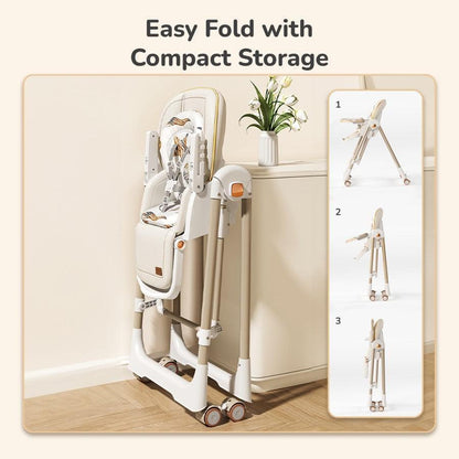 Marshmallow Smart High Chair For Kids 2-in-1 Multipurpose High Chair with Swing - Abstract Beige