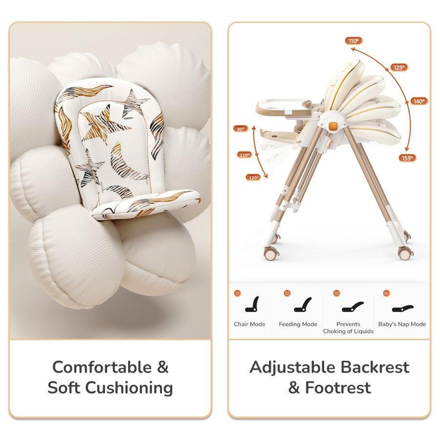 Marshmallow Smart High Chair For Kids 2-in-1 Multipurpose High Chair with Swing - Abstract Beige