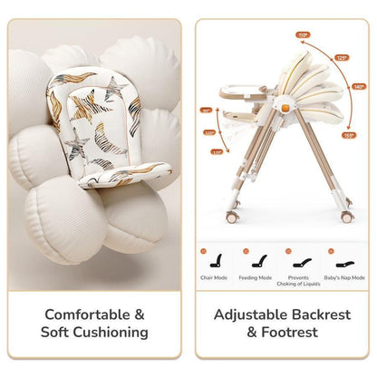 Marshmallow Smart High Chair For Kids 2-in-1 Multipurpose High Chair with Swing - Abstract Beige
