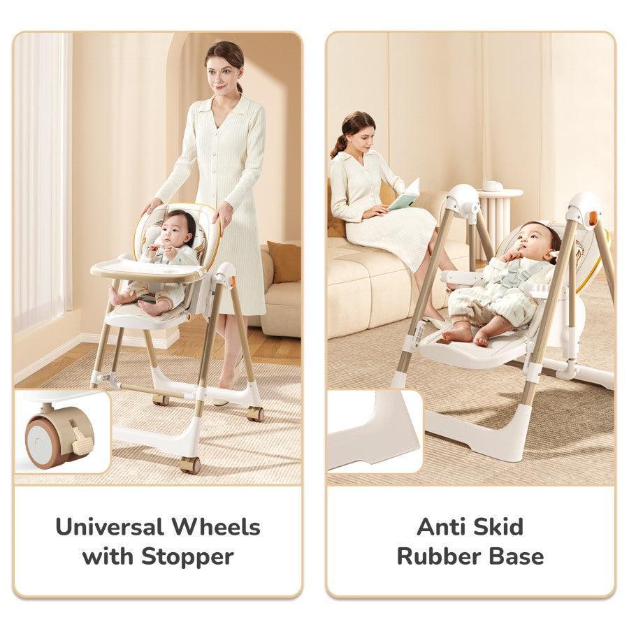 Marshmallow Smart High Chair For Kids 2-in-1 Multipurpose High Chair with Swing - Abstract Beige