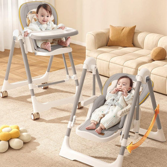 Marshmallow Smart High Chair For Kids 2-in-1 Multipurpose High Chair with Swing - Abstract Grey