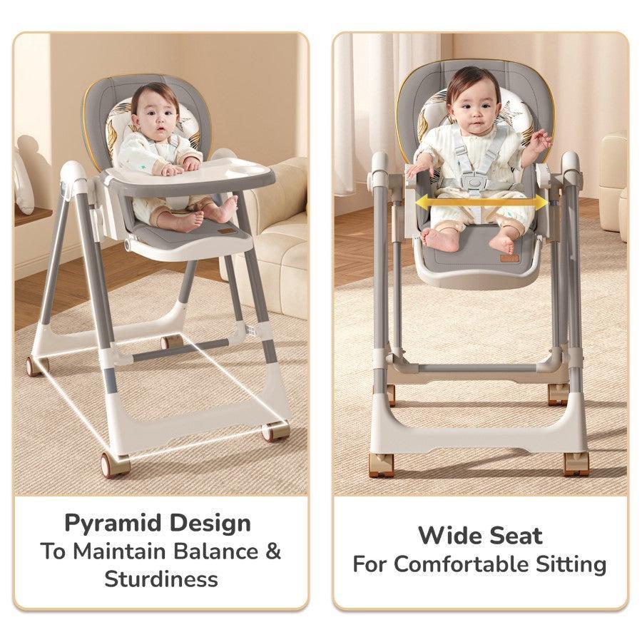 Marshmallow Smart High Chair For Kids 2-in-1 Multipurpose High Chair with Swing - Abstract Grey