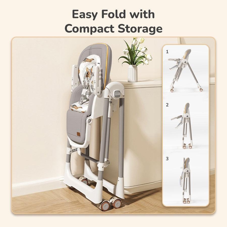 Marshmallow Smart High Chair For Kids 2-in-1 Multipurpose High Chair with Swing - Abstract Grey