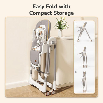 Marshmallow Smart High Chair For Kids 2-in-1 Multipurpose High Chair with Swing - Abstract Grey
