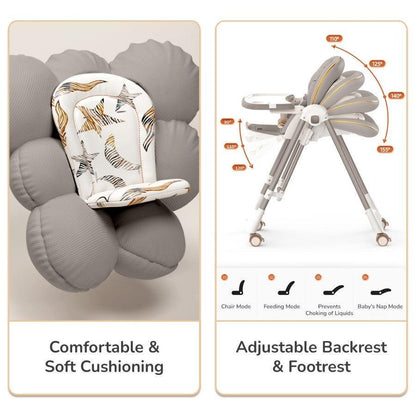 Marshmallow Smart High Chair For Kids 2-in-1 Multipurpose High Chair with Swing - Abstract Grey