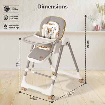 Marshmallow Smart High Chair For Kids 2-in-1 Multipurpose High Chair with Swing - Abstract Grey