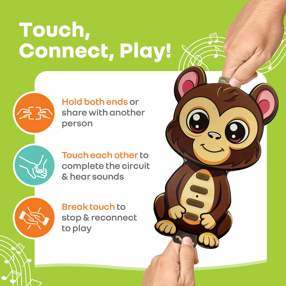 Orapple Tap N Play Musical Learning Toy with 4 Fun Modes Toy for Kids 2+ Years - Monkey