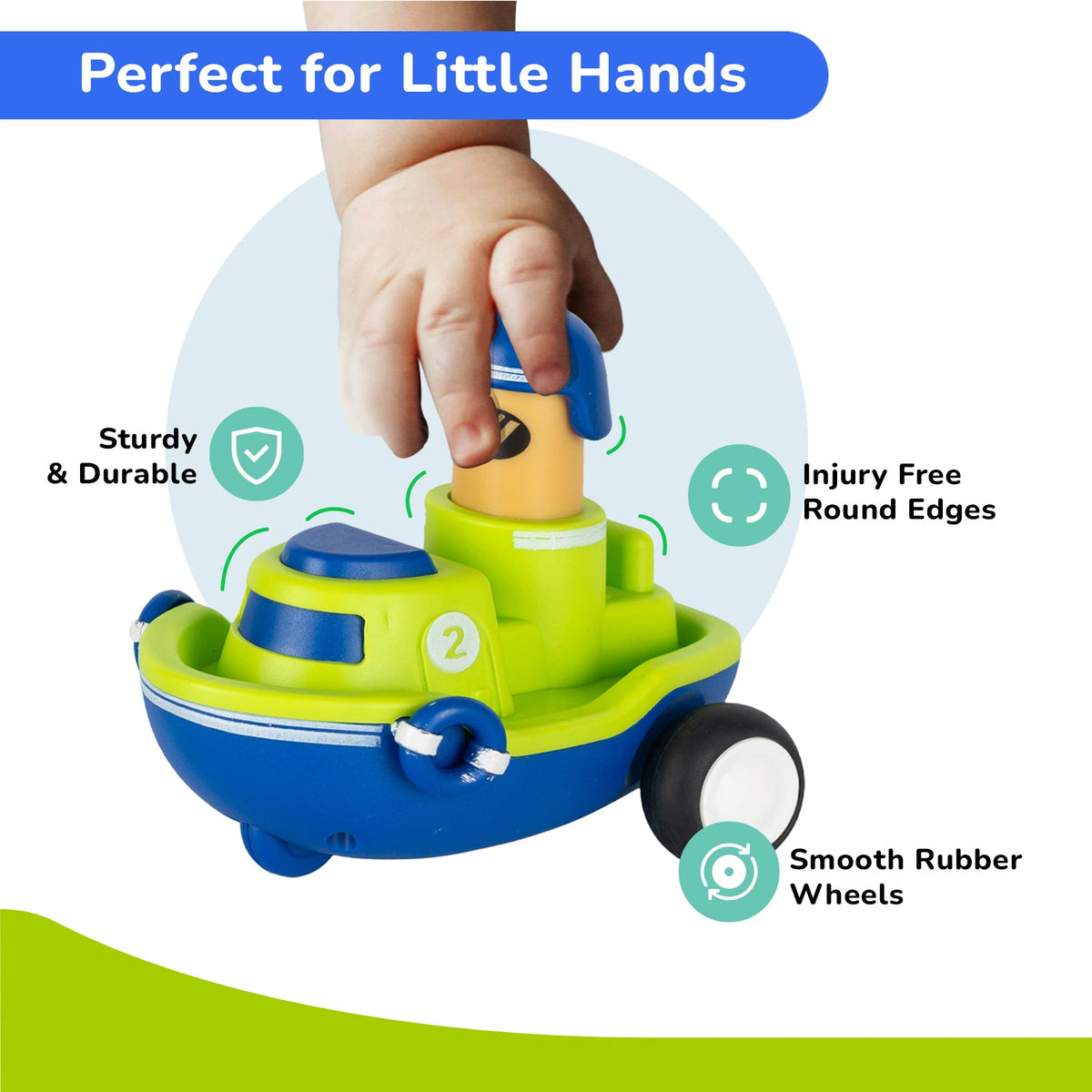 Orapple Rider BPA-Free Set of 4 Push Toys for Toddlers (Track, Sky, Turbo, Sail) - Multi-1