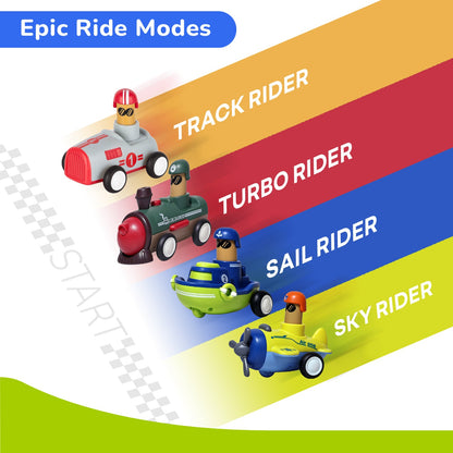 Orapple Rider BPA-Free Set of 4 Push Toys for Toddlers (Track, Sky, Turbo, Sail) - Multi-2