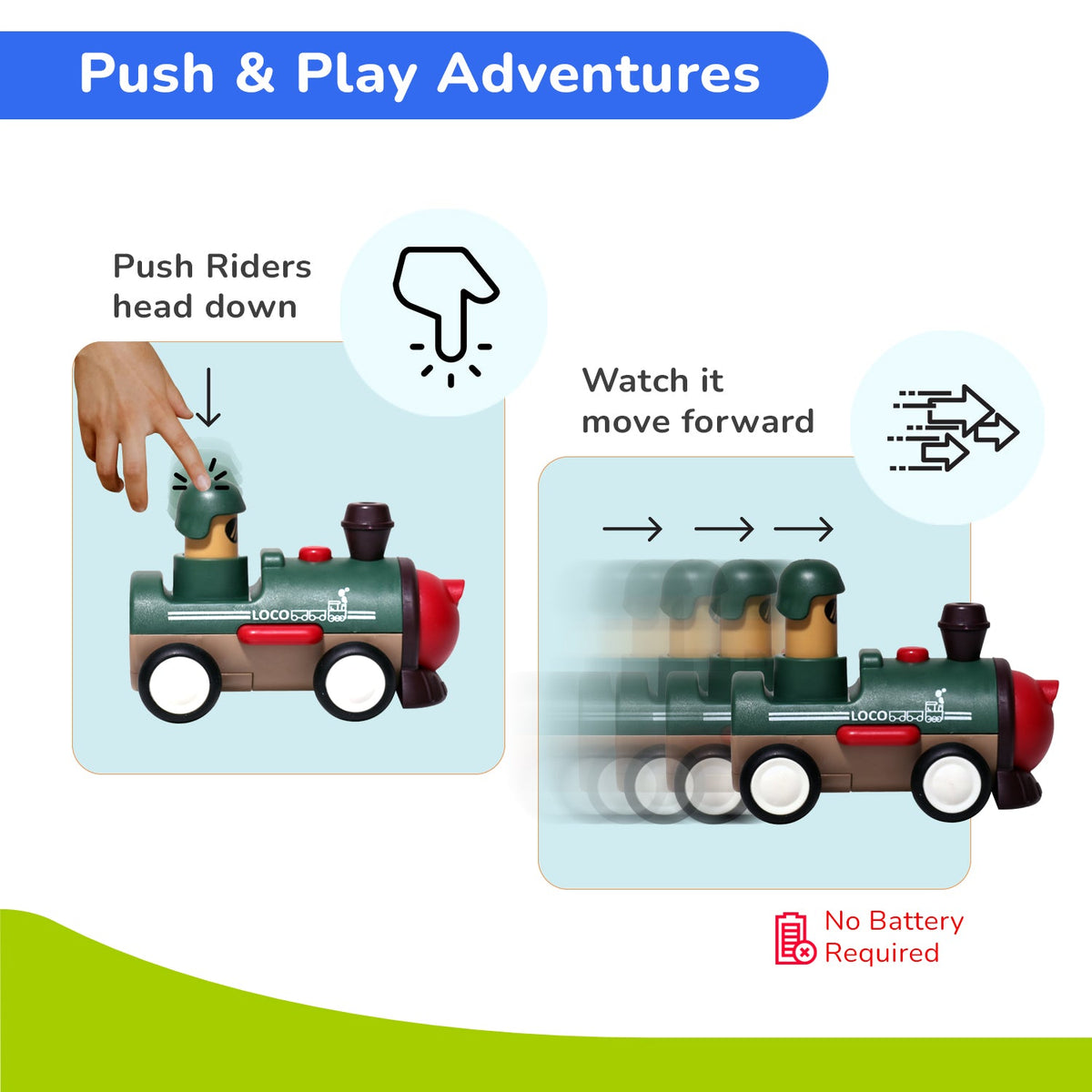 Orapple Rider BPA-Free Set of 4 Push Toys for Toddlers (Track, Sky, Turbo, Sail) - Multi-2