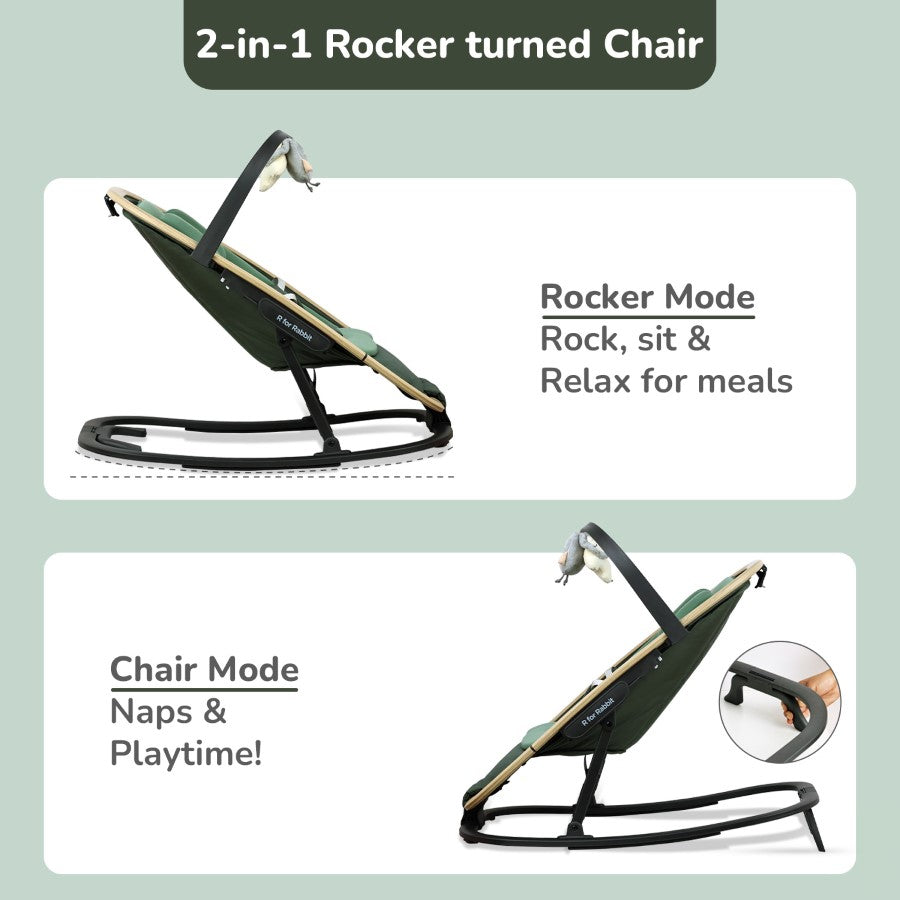 Rock N Nap Bliss – Lightweight Baby Sleeper & Rocker Soft, Safe & Travel-Friendly - Olive Green