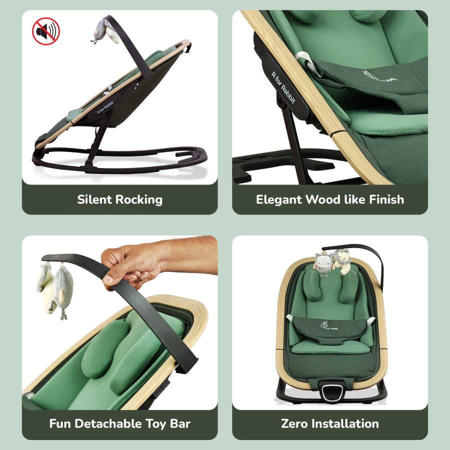Rock N Nap Bliss – Lightweight Baby Sleeper & Rocker Soft, Safe & Travel-Friendly - Olive Green